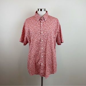 Jos. A. Bank Slim Fit Orange Tropical Sea Turtle Sea Shell Button Up Shirt XL
